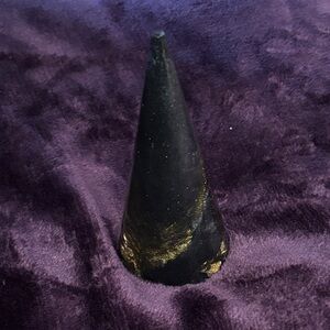Black and Gold Ring Holder Cone (handmade)
